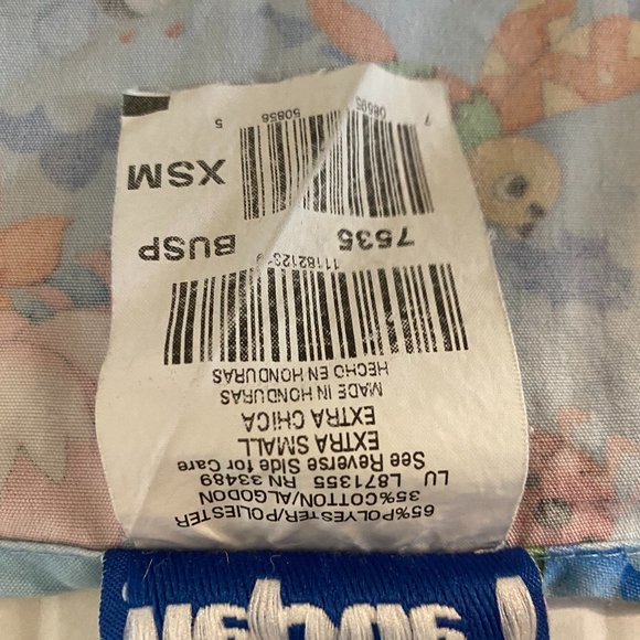 Woman’s Long Sleeve Ribbed Cuff ScrubTop Blue Insect ladybug bumblebee By Landau - Picture 9 of 10